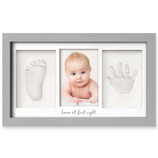 Picture of Baby Hand and Footprint Kit - Baby Footprint Kit, Newborn Keepsake Frame, Baby Handprint Kit, Personalized Baby Gifts, Nursery Decor, Baby Shower Gifts for Girls Boys (Cloud Gray)