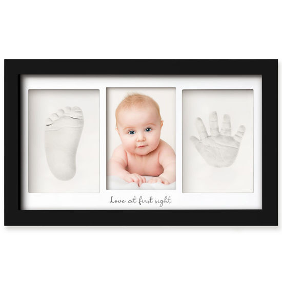 Picture of Baby Hand and Footprint Kit - Baby Footprint Kit, Newborn Keepsake Frame, Baby Handprint Kit, Personalized Baby Gifts, Nursery Decor, Baby Shower Gifts for Girls Boys (Onyx Black)