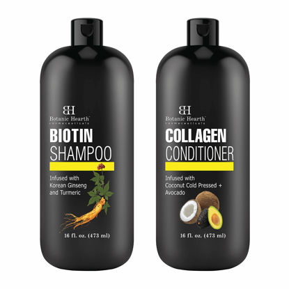 Picture of Botanic Hearth Biotin Shampoo and Conditioner with Collagen - Fights Hair Loss & Thinning with Korean Ginseng & Turmeric, Conditioner Promotes Hair Growth with Avocado and Coconut - 16 fl oz x 2