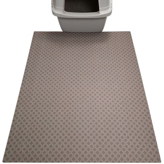 Picture of Drymate Original Cat Litter Mat, Contains Mess from Box, Protects Floors, Urine-Proof, Machine Washable, Soft on Kitty Paws, Absorbent, Waterproof (USA Made, Recycled Content) (29”x36”)(Taupe Diamond)