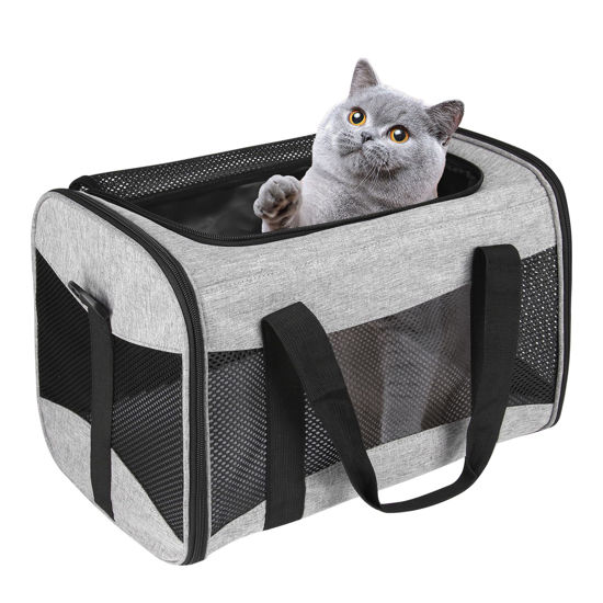 Picture of Cat Carrying Case - Pet Carrier Airline Approved, Protable and Breathable Pet Travel Carrier Removable Fleece Pad, Collapsible Cat Carrier Dog Carrier for Medium Cats Small Cats Dogs(15 * 10 * 10)