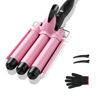 Picture of 3 Barrel Curling Iron Hair Crimper, TOP4EVER 25mm（1 inch ） Professional Hair Curling Wand with Two Temperature Control,Fast Heating Portable Crimpers for Waving Hair (Pink)