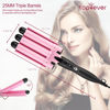 Picture of 3 Barrel Curling Iron Hair Crimper, TOP4EVER 25mm（1 inch ） Professional Hair Curling Wand with Two Temperature Control,Fast Heating Portable Crimpers for Waving Hair (Pink)