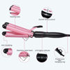 Picture of 3 Barrel Curling Iron Hair Crimper, TOP4EVER 25mm（1 inch ） Professional Hair Curling Wand with Two Temperature Control,Fast Heating Portable Crimpers for Waving Hair (Pink)