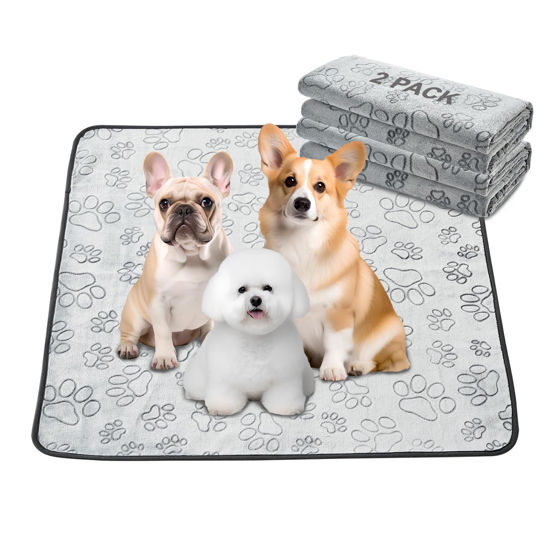 Picture of Qeils Reusable Puppy Pads, 2 Pack Washable Pee Pads for Dogs, Waterproof Non Slip Wee Wee pad, Absorbent and Leakproof Training Mats for Potty, Crate, Playpen, Bed, Sofa, 36"x 41"