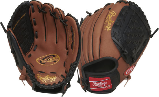 Picture of Rawlings | PLAYERS Series T-Ball & Youth Baseball Glove | Right Hand Throw | 10.5" | Dark Tan/Black