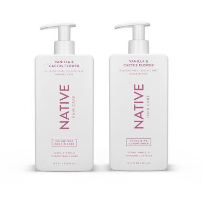 Picture of Native Vanilla & Cactus Flower Volumizing Conditioner contains Naturally Derived Ingredients| All Hair Types - Color & Treated, Fine to Dry Damaged |Sulfate & Dye Free, 16.5 fl oz each (2 Pack)