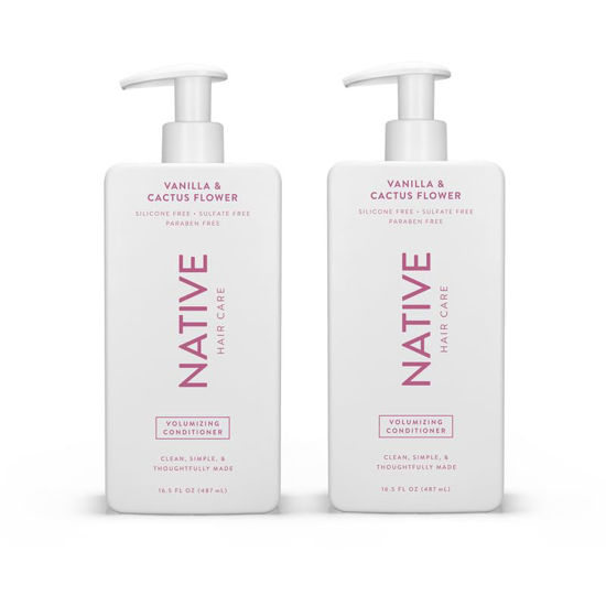 Picture of Native Vanilla & Cactus Flower Volumizing Conditioner contains Naturally Derived Ingredients| All Hair Types - Color & Treated, Fine to Dry Damaged |Sulfate & Dye Free, 16.5 fl oz each (2 Pack)