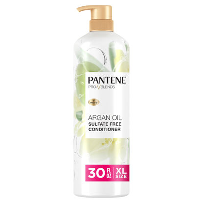 Picture of Pantene Argan Oil Conditioner for dry damaged hair, Smoothing and Moisturizing, Nutrient Infused with Vitamin B5, Anti Frizz, Safe for Color Treated Hair, Pro-V Blends, 30.0 oz