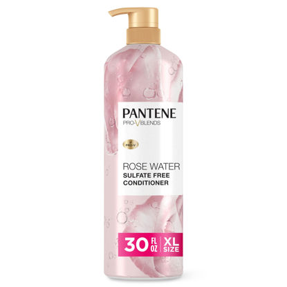 Picture of Pantene Rose Water Conditioner, Soothes, Replenishes Hydration, Safe for Color Treated Hair, Nutrient Infused with Vitamin B5 and Antioxidants, Pro-V Blends, 30.0 oz