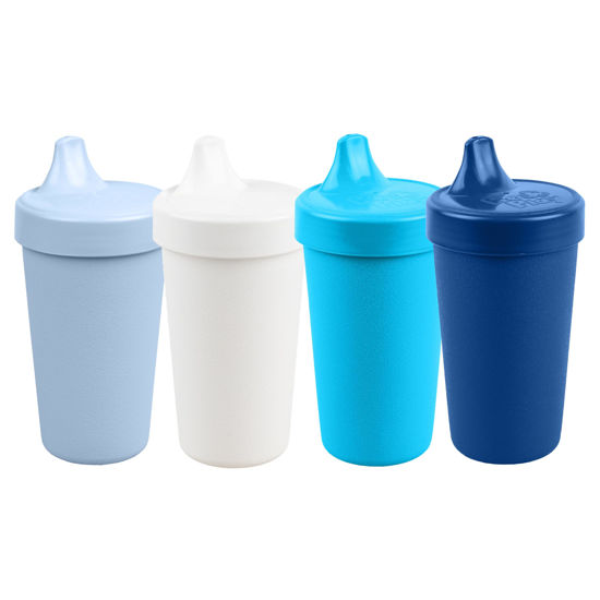 Picture of Re Play Made in USA 10 Oz. Sippy Cups for Toddlers (4-pack) Spill Proof Sippy Cup for 1+ Year Old - Dishwasher/Microwave Safe - Hard Spout Kids Cups with Lid 3.13" x 6.25" (Wave)