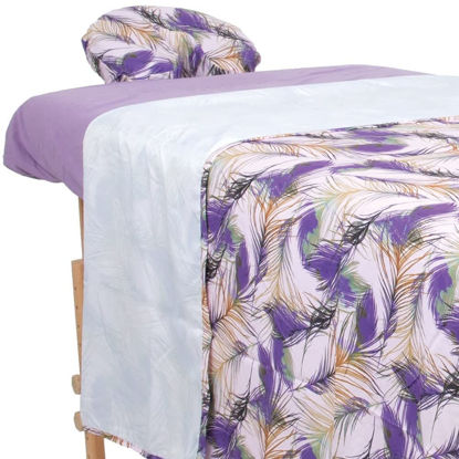 Picture of ForPro Professional Collection Designer Microfiber 3-Piece Massage Sheet Set, Purple Whisp with Lavender, Ultra-Light, Stain, and Wrinkle-Resistant Includes Flat and Fitted Sheet and Face Rest Cover