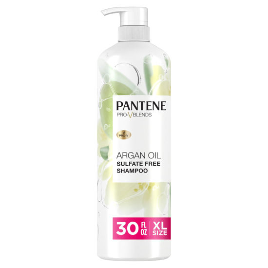 Picture of Pantene Sulfate Free Argan Oil Shampoo for Dry Damaged hair, Safe for Color Treated Hair, Smoothing and Moisturizing, Nutrient Infused with Vitamin B5, Anti Frizz, Pro-V Blends, 30.0 oz