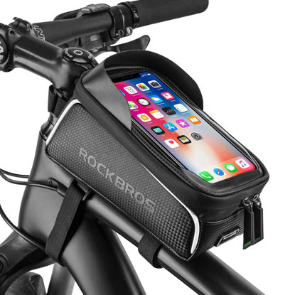 Picture of ROCKBROS Bike/Bicycle Phone Front Frame Bag, Waterproof, Tube Bag,Cycling Pouch, Bike Accessories for Men Compatible Phone Under 6.5”