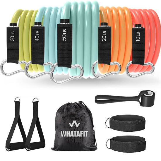 Picture of WHATAFIT Resistance Bands, Exercise Bands，Resistance Bands for Working Out, Work Out Bands with Handles for Men and Women Fitness, Strength Training Home Gym Equipment