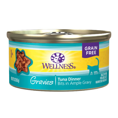 Picture of Wellness Complete Health Gravies Natural Grain Free Wet Canned Cat Food, Tuna Dinner in Ample Gravy, 3 Ounces (Pack of 12)