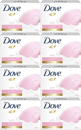 Picture of Dove Pink Beauty Cream Bar Soap, 100 Gram / 3.5 Ounce Bars (Pack of 8)