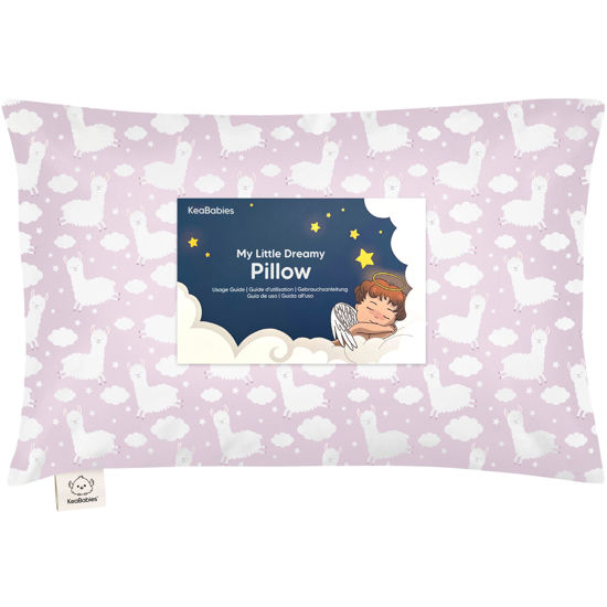 Picture of Toddler Pillow with Pillowcase - 13x18 My Little Dreamy Pillow, Organic Cotton Toddler Pillows for Sleeping, Kids Pillow, Travel Pillows, Mini Pillow, Nursery Pillow, Toddler Bed Pillow (Alpacas)