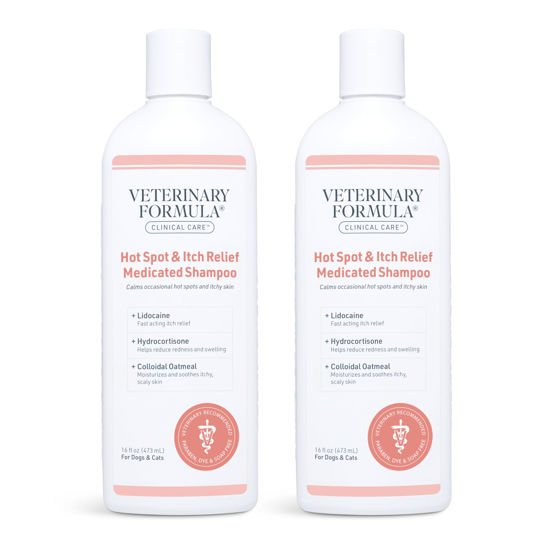 Picture of Veterinary Formula Clinical Care Hot Spot & Itch Relief Medicated Shampoo for Dogs and Cats 16 Fl Oz - Helps Alleviate Sensitive Skin, Scratching, and Licking of Coat (2 Pack)