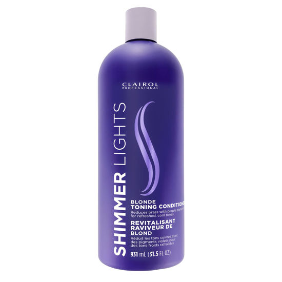 Picture of Clairol Professional Shimmer Lights Purple Conditioner, 31.5 fl. Oz Neutralizes Brass & Yellow Tones For Blonde, Silver, Gray & Highlighted Hair Packaging May Vary