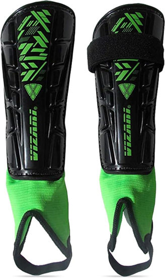 Picture of Vizari Malaga Soccer Shin Guard for Kids| Youth Soccer Shin Guard | Lightweight and Breathable Child Calf Protective Gear Soccer Equipment | Black / White | Large