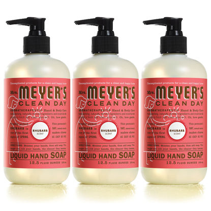 Picture of MRS. MEYER'S CLEAN DAY Hand Soap, Made with Essential Oils, Biodegradable Formula, Rhubarb, 12.5 Fl. Oz - Pack of 3