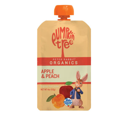 Picture of Pumpkin Tree Peter Rabbit Organics Apple and Peach, Fruit Snack Squeeze Pouch, 4 Ounce (Pack of 10)