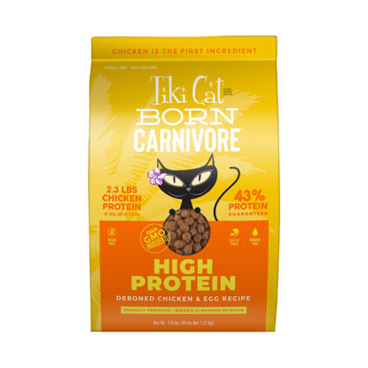 Picture of Tiki Cat Born Carnivore High Protein, Deboned Chicken & Egg, Grain-Free Baked Kibble to Maximize Nutrients, Dry Cat Food, 2.8 lbs. Bag