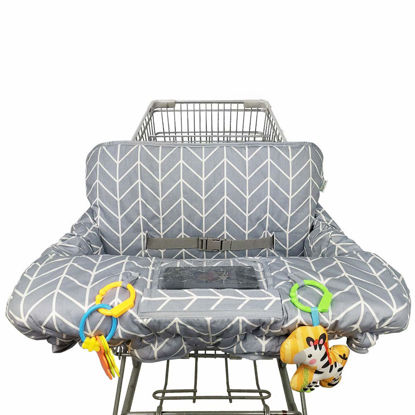 Picture of Shopping Cart Cover for Baby ICOPUCA Cotton High Chair Cover, Reversible, Machine Washable for Infant, Toddler, Boy or Girl (Grey Arrow Print)