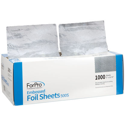 Picture of ForPro Professional Collection Embossed Foil Sheets 500S, Aluminum Foil, Pop-Up Foil Dispenser, Hair Foils for Color Application and Highlighting Services, Food Safe, 5" W x 10.75" L, 1000-Count