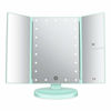 Picture of deweisn Tri-Fold Lighted Vanity Mirror with 21 LED Lights, Touch Screen and 3X/2X/1X Magnification, Two Power Supply Mode Make up Mirror,Travel Mirror (Green)