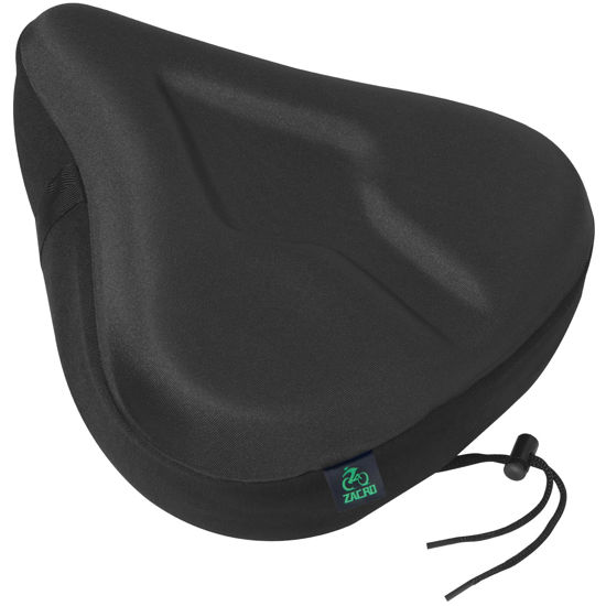 Picture of Zacro Bike Seat Cushion - Padded Gel Bike Seat Cover, Compatible with Peloton, Adjustable for Men & Womens Comfort on Stationary Exercise, Mountain and Road Bicycle Seats