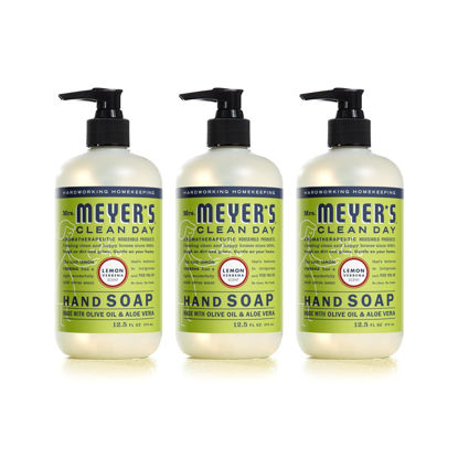 Picture of MRS. MEYER'S CLEAN DAY Hand Soap, Made with Essential Oils, Biodegradable Formula, Lemon Verbena, 12.5 fl. oz (Pack of 3)