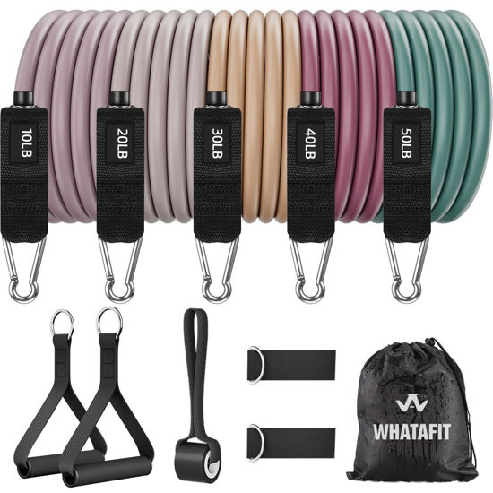 Picture of WHATAFIT Resistance Bands, Exercise Bands，Resistance Bands for Working Out, Work Out Bands with Handles for Men and Women Fitness, Strength Training Home Gym Equipment