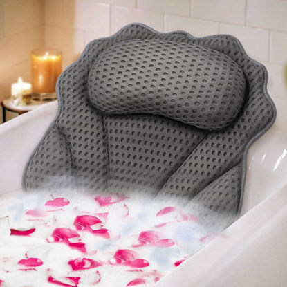 Picture of Bath Pillow RUVINCE Ergonomic Luxury Bathtub Pillow with Head,Neck, Shoulder and Back Support, 4D Bath Pillows for tub with 6 Powerful Suction Cups, Fits All Bathtub