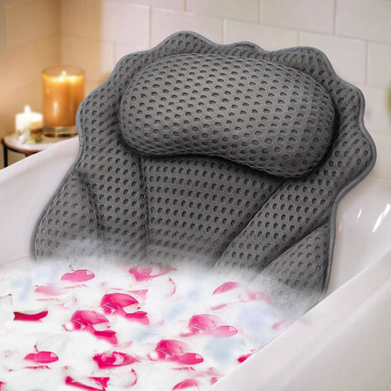 Picture of Bath Pillow RUVINCE Ergonomic Luxury Bathtub Pillow with Head,Neck, Shoulder and Back Support, 4D Bath Pillows for tub with 6 Powerful Suction Cups, Fits All Bathtub