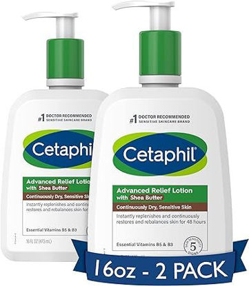 Picture of Cetaphil Body Lotion, Advanced Relief Lotion with Shea Butter for Dry, Sensitive Skin, 16 oz Pack of 2, Fragrance Free, Hypoallergenic, Non-Comedogenic