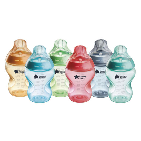 Picture of Tommee Tippee Natural Start Anti-Colic BPA Free Baby Bottles, 9oz, Slow-Flow Breast-Like Nipple for a Natural Latch, Designed for Seamless Transitions Between Bottle and Breast, Fiesta, Pack of 6