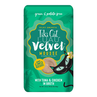 Picture of Tiki Pets Tiki Cat Velvet Mousse Grain-Free Wet Food with a Silky-Smooth Texture for Adult Cats & Kittens, 2.8oz, 12pk, Tuna & Chicken, 48005