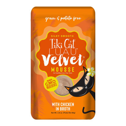 Picture of Tiki Cat Luau Velvet Mousse, Chicken in Broth, Complete Nutrition for Balanced Diet, Wet Cat Food For All Life Stages, 2.8 oz. Pouch (Pack of 12)