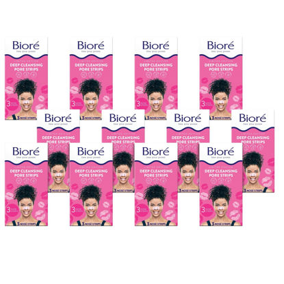 Picture of Bioré Kiss Designer Pore Strips, Nose Strips for Blackhead Removal, with Instant Pore Unclogging, 3 Count (Pack of 12)