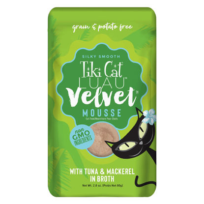 Picture of Tiki Cat Luau Velvet Mousse, Tuna & Mackerel in Broth, Complete Nutrition for Balanced Diet, Wet Cat Food For All Life Stages, 2.8 oz. Pouch (Pack of 12)