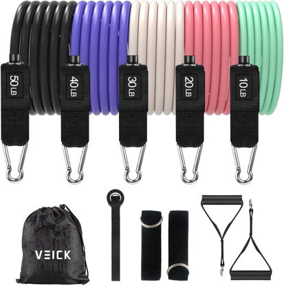 Picture of VEICK Resistance Bands, Exercise Bands, Workout Bands, Resistance Bands for Working Out with Handles for Men and Women, Exercising Bands for Fitness Weights Work Out at Home