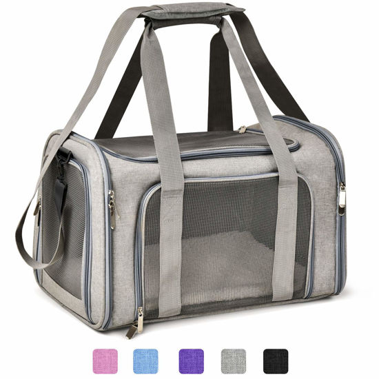 Picture of Henkelion Cat, Dog Carrier for Small Medium Cats Puppies up to 15 Lbs, TSA Airline Approved Carrier Soft Sided, Collapsible Travel Puppy Carrier - Grey