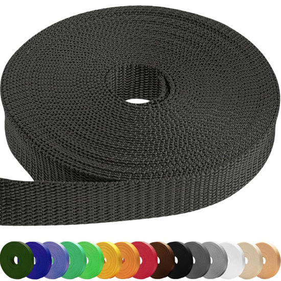 Picture of TECEUM 2 Inch Webbing - Dark Gray - 25 yards - 2” Heavy-Duty Wide Webbing for Climbing Outdoors Indoors Crafting DIY nw