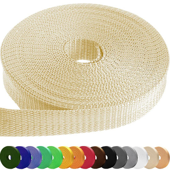 Picture of TECEUM 2 Inch Webbing - Cream - 25 Yards - 2” Heavy-Duty Wide Webbing for Climbing Outdoors Indoors Crafting DIY nw