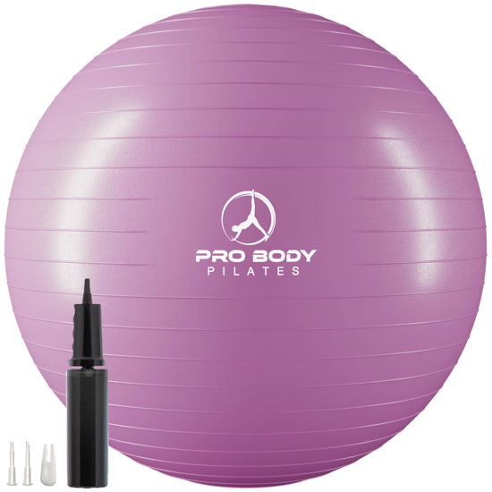 Picture of ProBody Pilates Ball Exercise Ball Yoga Ball, Multiple Sizes Stability Ball Chair, Gym Grade Birthing Ball for Pregnancy, Fitness, Balance, Workout and Physical Therapy (Purple, 55 cm)