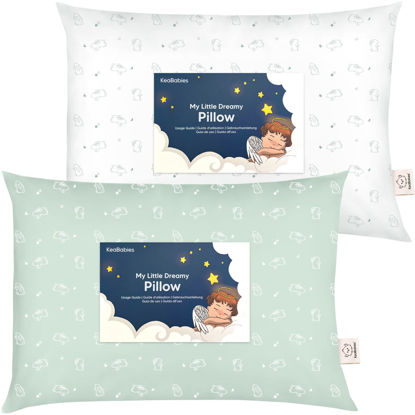 Picture of 2-Pack Toddler Pillow - Soft Organic Cotton Toddler Pillows for Sleeping - 13X18 Small Pillow for Kids - Kids Pillows for Sleeping - Kids Pillow for Travel, School, Nap, Age 2 to 5 (Bunnies)