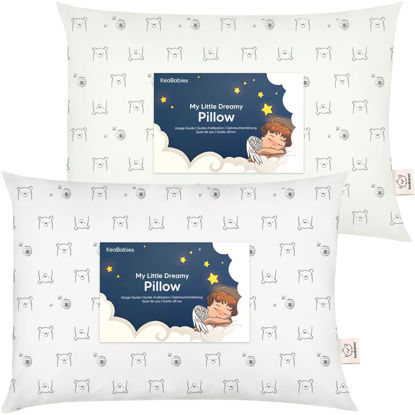 Picture of 2-Pack Toddler Pillow - Soft Organic Cotton Toddler Pillows for Sleeping - 13X18 Small Pillow for Kids - Kids Pillows for Sleeping - Kids Pillow for Travel, School, Nap, Age 2 to 5 (Bumble Bear)