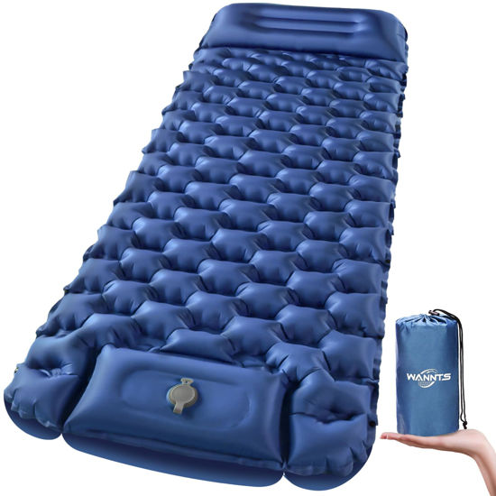 Picture of WANNTS Sleeping Pad, Ultralight Inflatable Sleeping Pad for Camping, Built-in Pump, Ultimate for Camping, Hiking - Airpad, Carry Bag, Repair Kit - Compact & Lightweight Camping Pad(Blue)